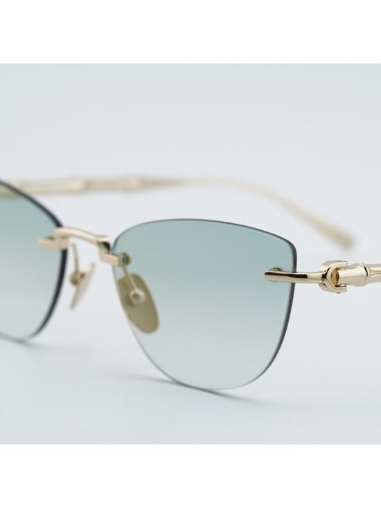 Gucci GG2063S 003 Sunglasses Endura Gold Cat Eye Frame, Green Lenses main image 4